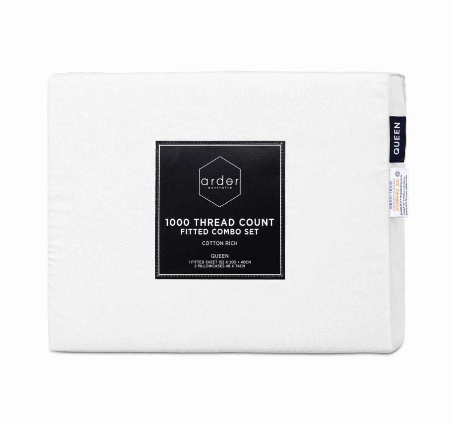 1000THC Cotton Rich Fitted Sheet Combo Range White