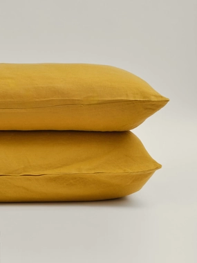 100% Linen Pillowcase Set (of two) in Ochre