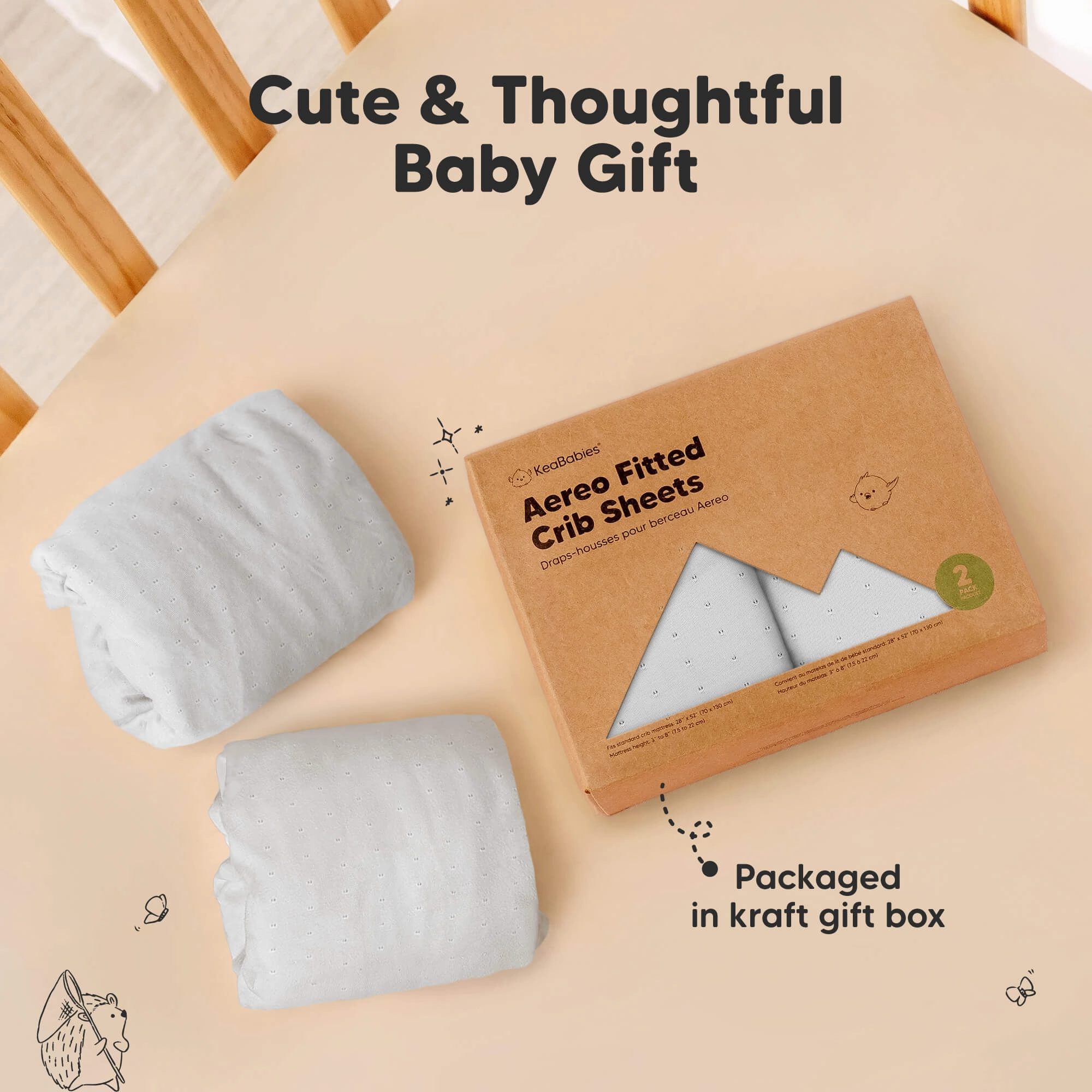 2-Pack Aereo Fitted Crib Sheets (Pearl Gray)