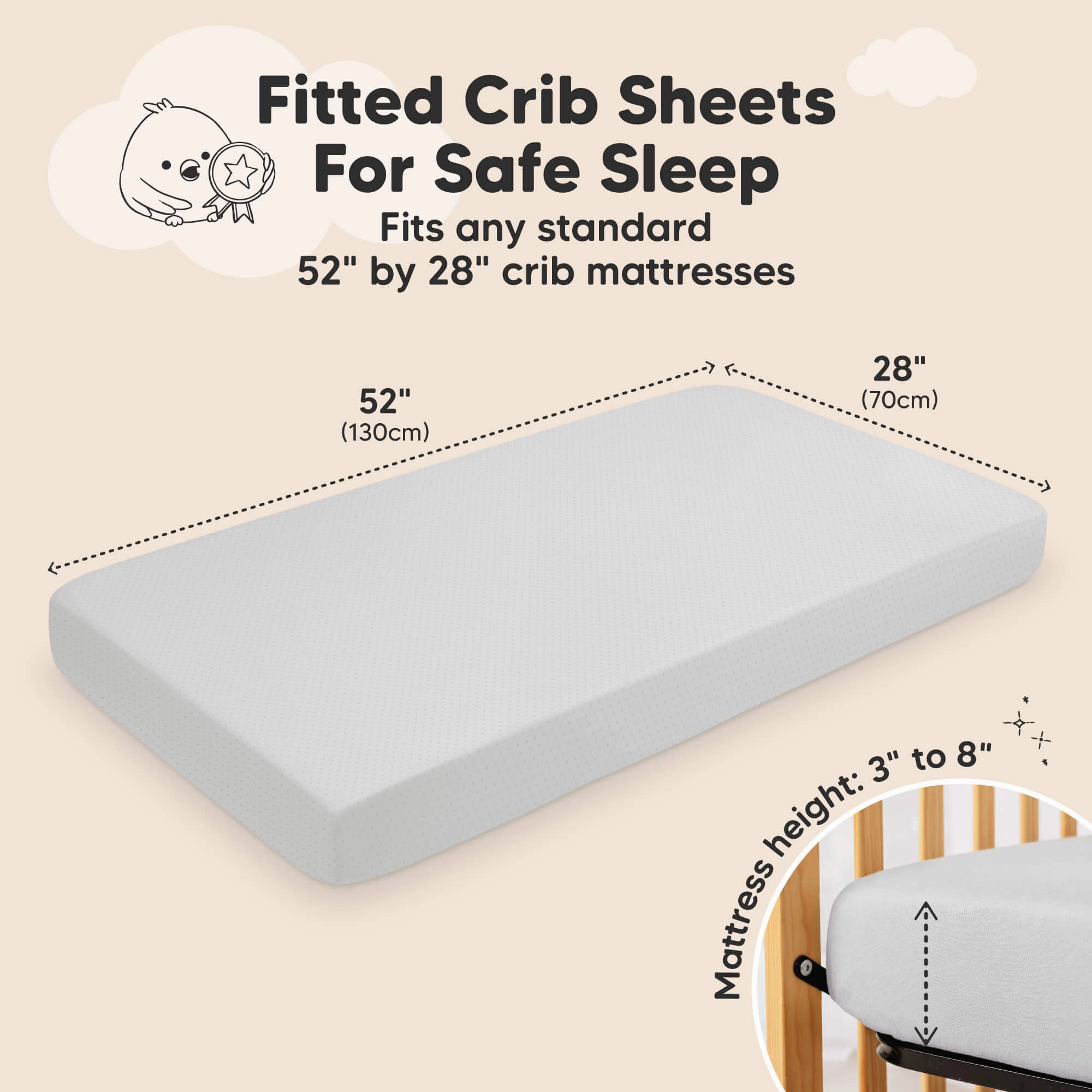 2-Pack Aereo Fitted Crib Sheets (Pearl Gray)