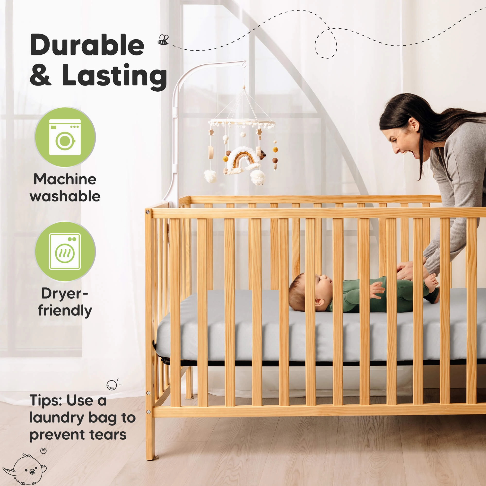 2-Pack Aereo Fitted Crib Sheets (Pearl Gray)