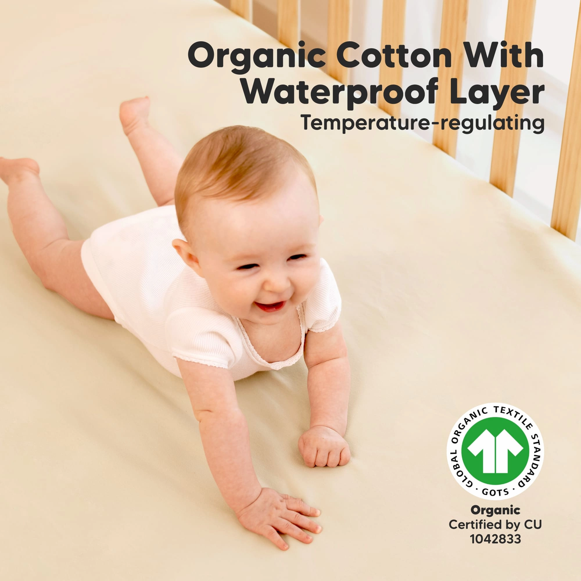 2-Pack Soothe [Protect ] Waterproof Crib Sheets (Macadamia)