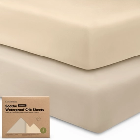 2-Pack Soothe [Protect ] Waterproof Crib Sheets (Macadamia)
