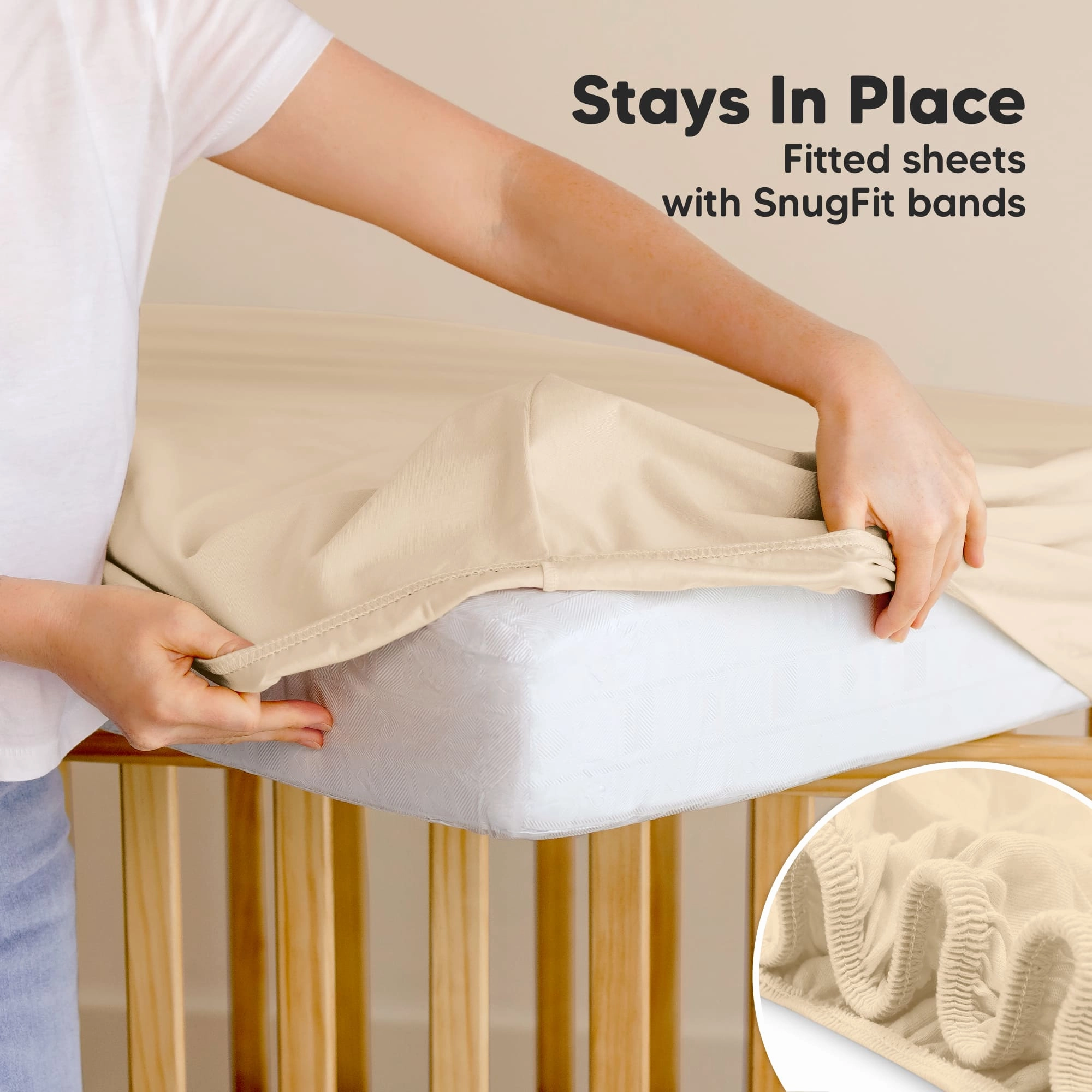 2-Pack Soothe [Protect ] Waterproof Crib Sheets (Macadamia)