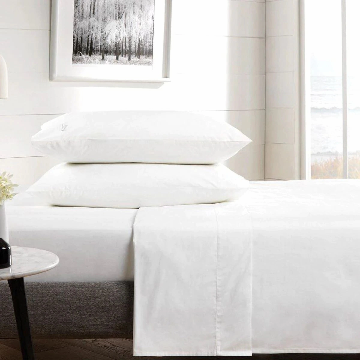 300TC Classic Percale Fitted Sheet SNOW by Sheridan