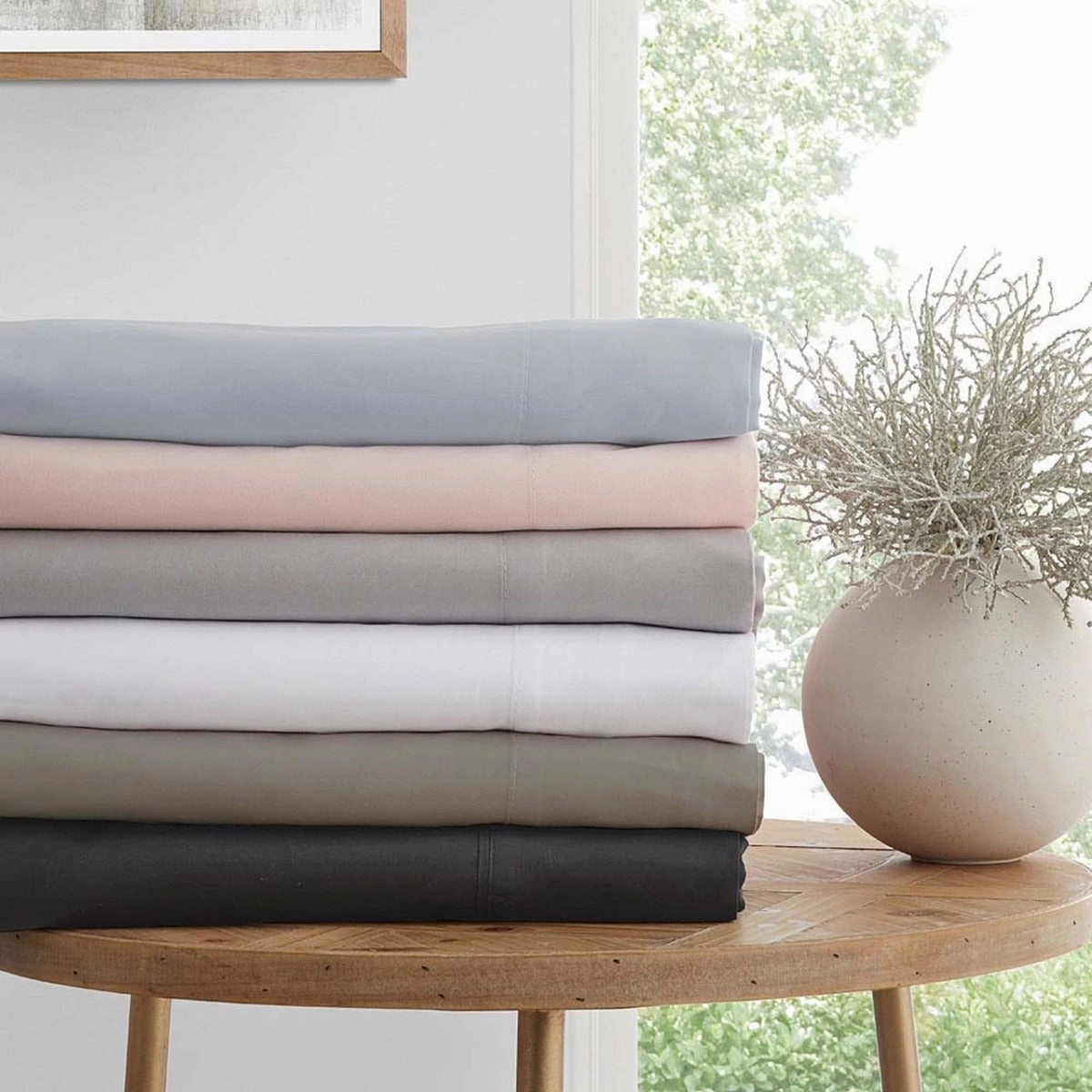 300TC Cotton Percale Sheet Set Stone by Logan and Mason