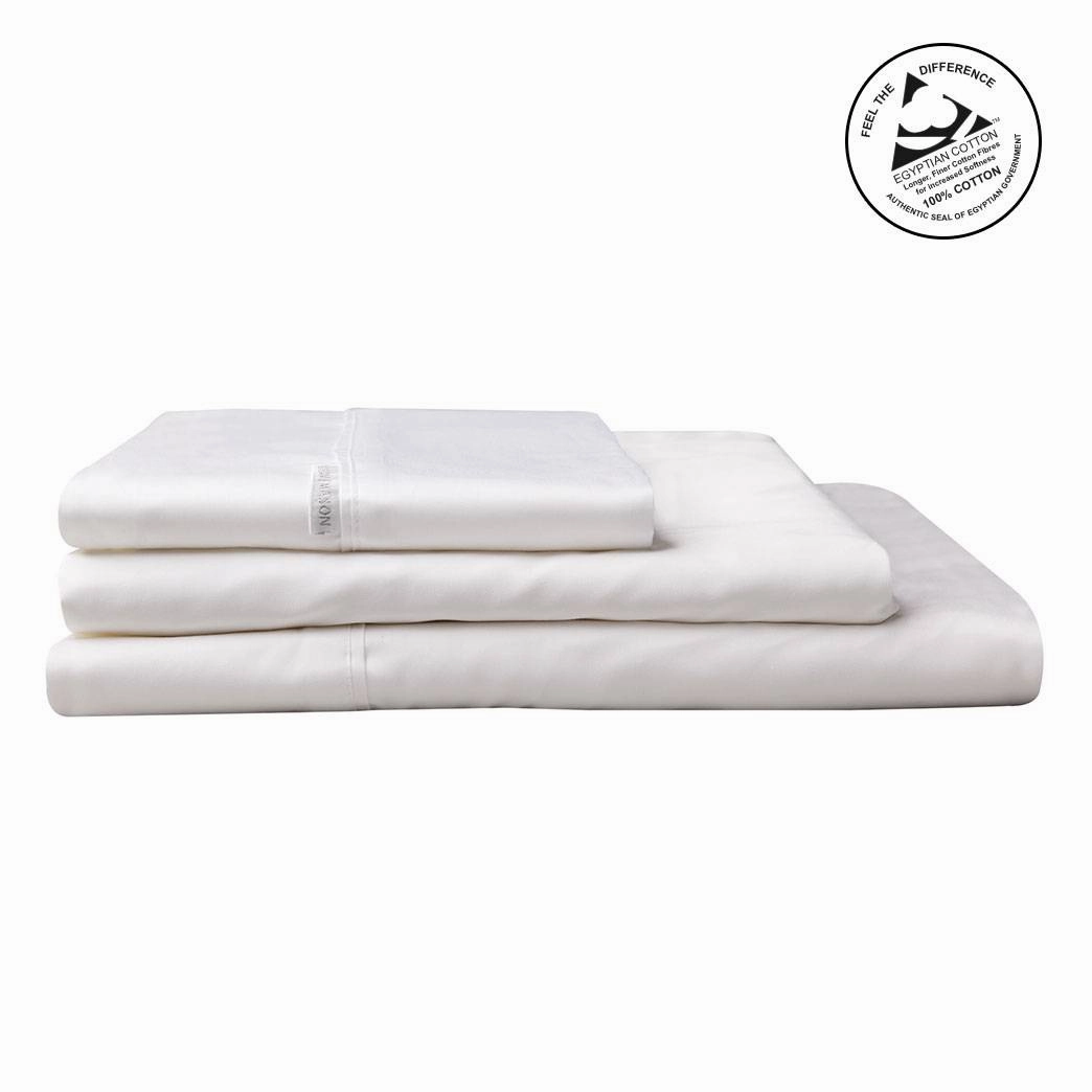 400TC Egyptian Cotton Sateen WHITE Sheet Set by Logan and Mason  Platinum
