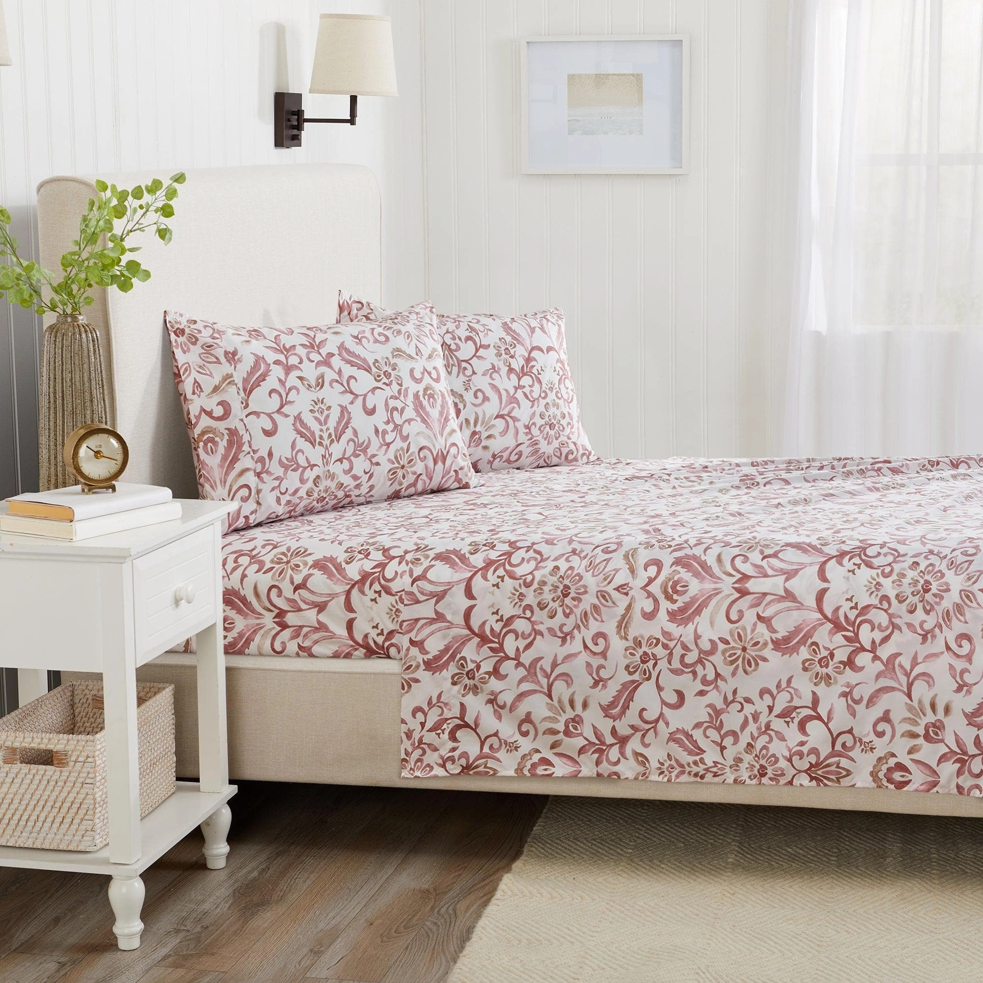 4 Piece Watercolor Floral Microfiber Sheet - Delia Collection