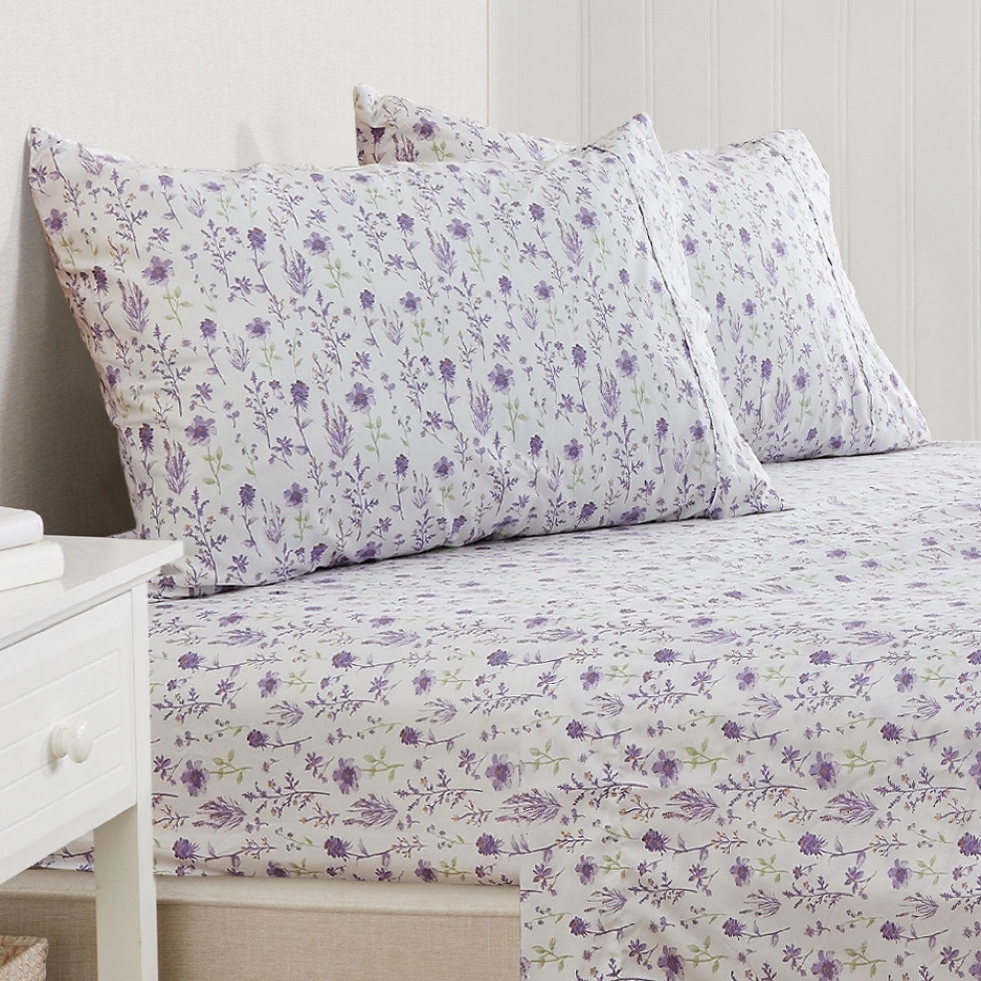 4 Piece Watercolor Floral Microfiber Sheet - Delia Collection