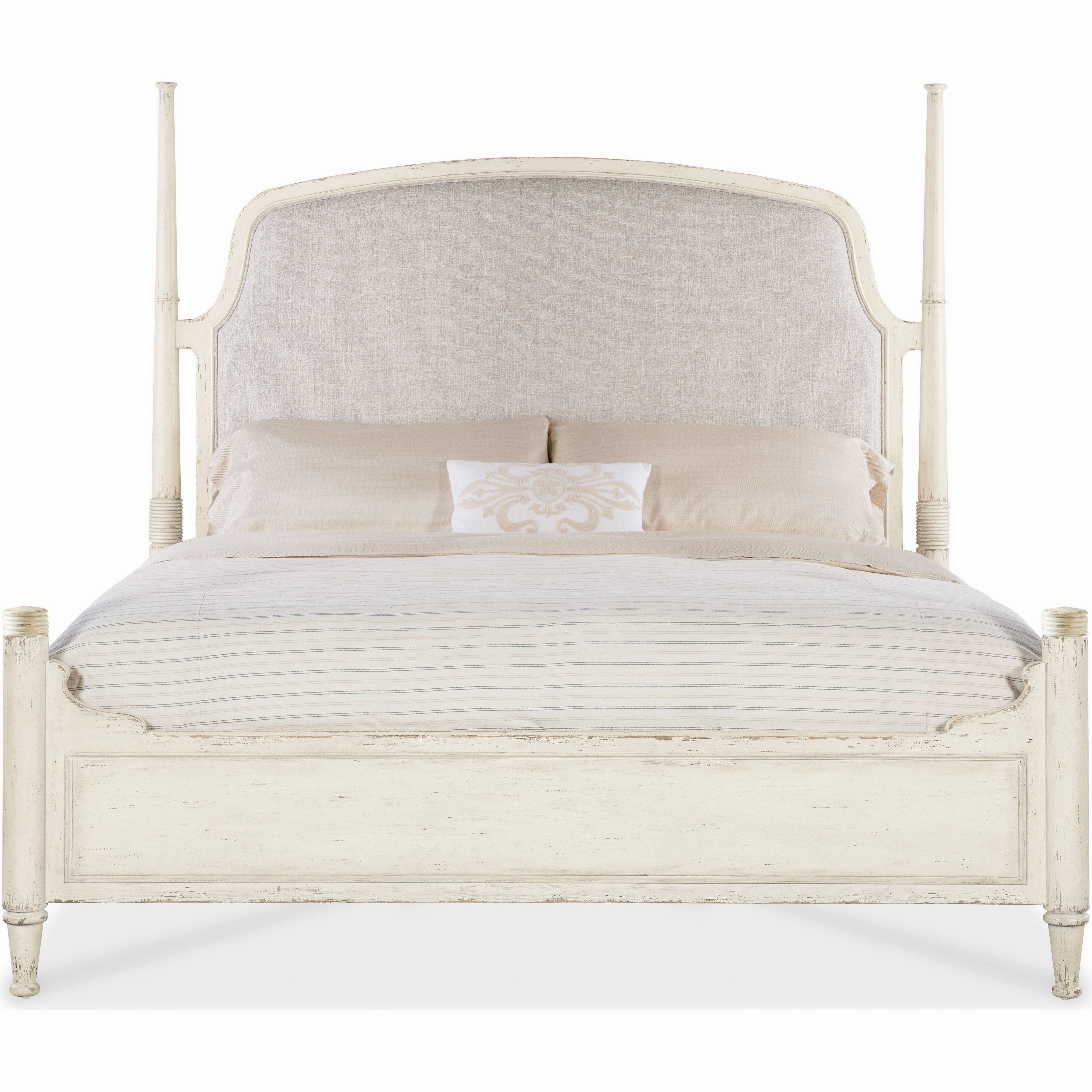 Americana King Upholstered Poster Bed - Light Wood
