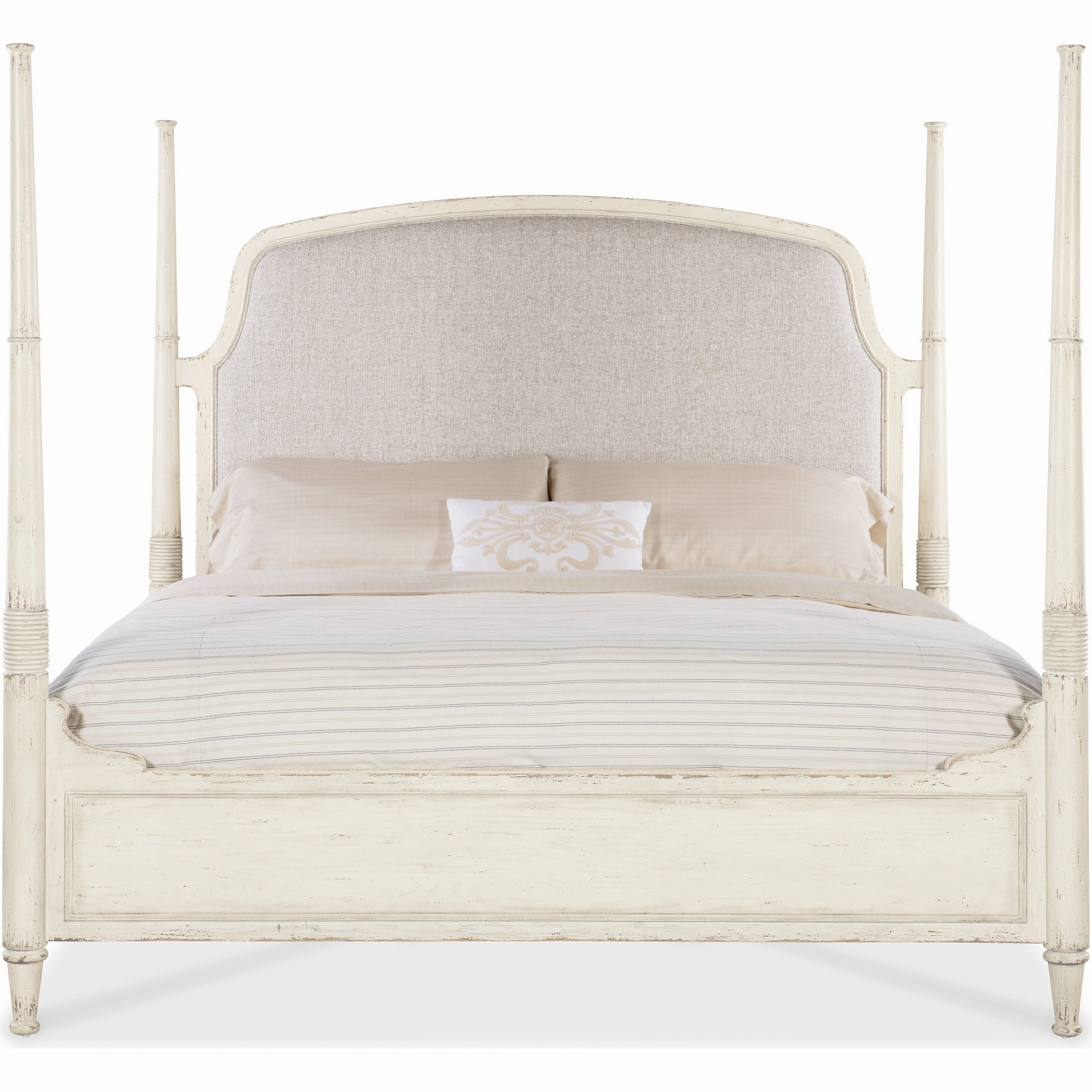 Americana King Upholstered Poster Bed - Light Wood