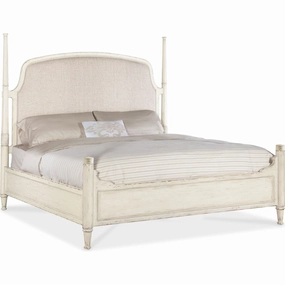Americana King Upholstered Poster Bed - Light Wood