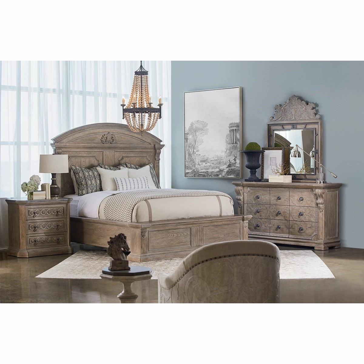 Arch Salvage California King Chambers Panel Bed - Brown, Grey