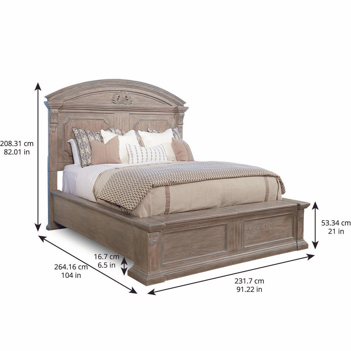 Arch Salvage California King Chambers Panel Bed - Brown, Grey