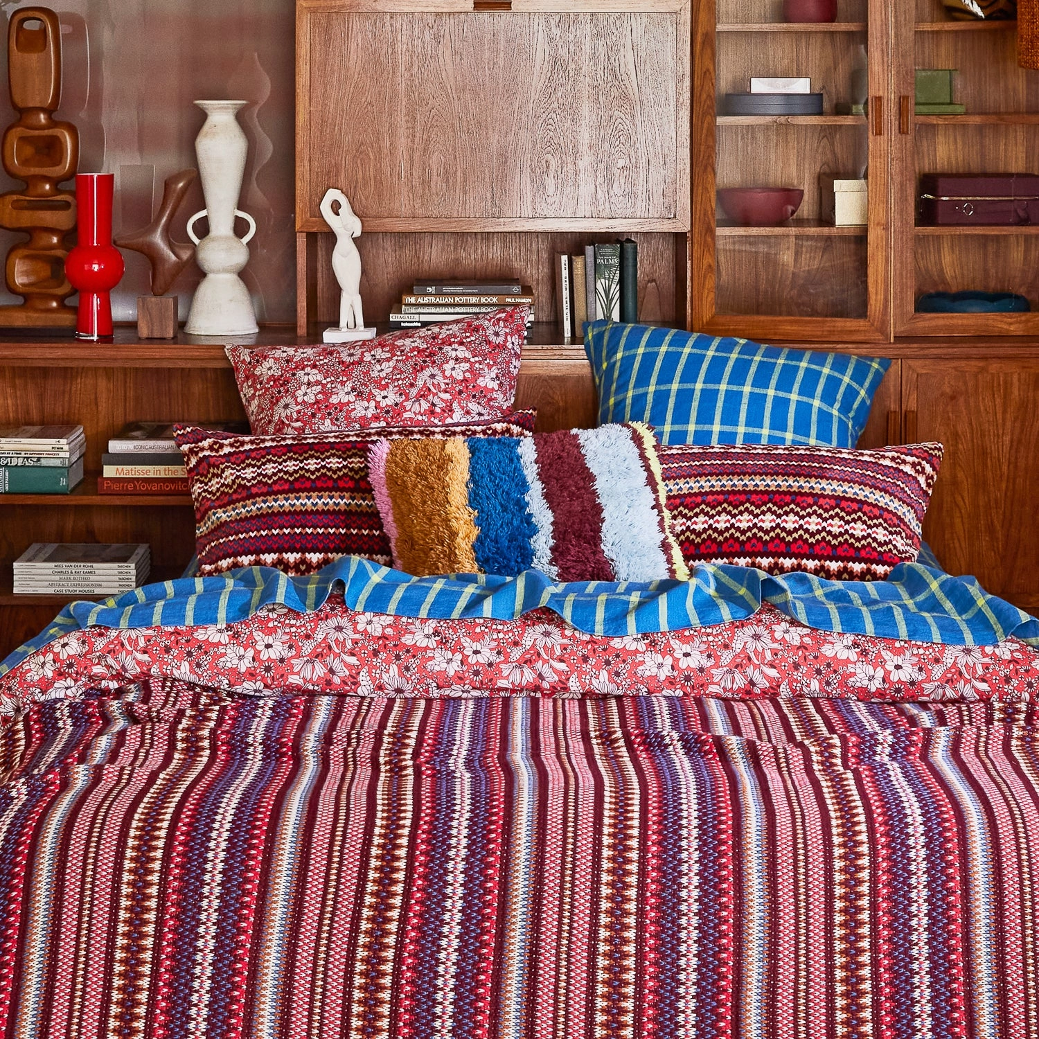 Arlette Velvet Printed Pillowcase - Mahogany