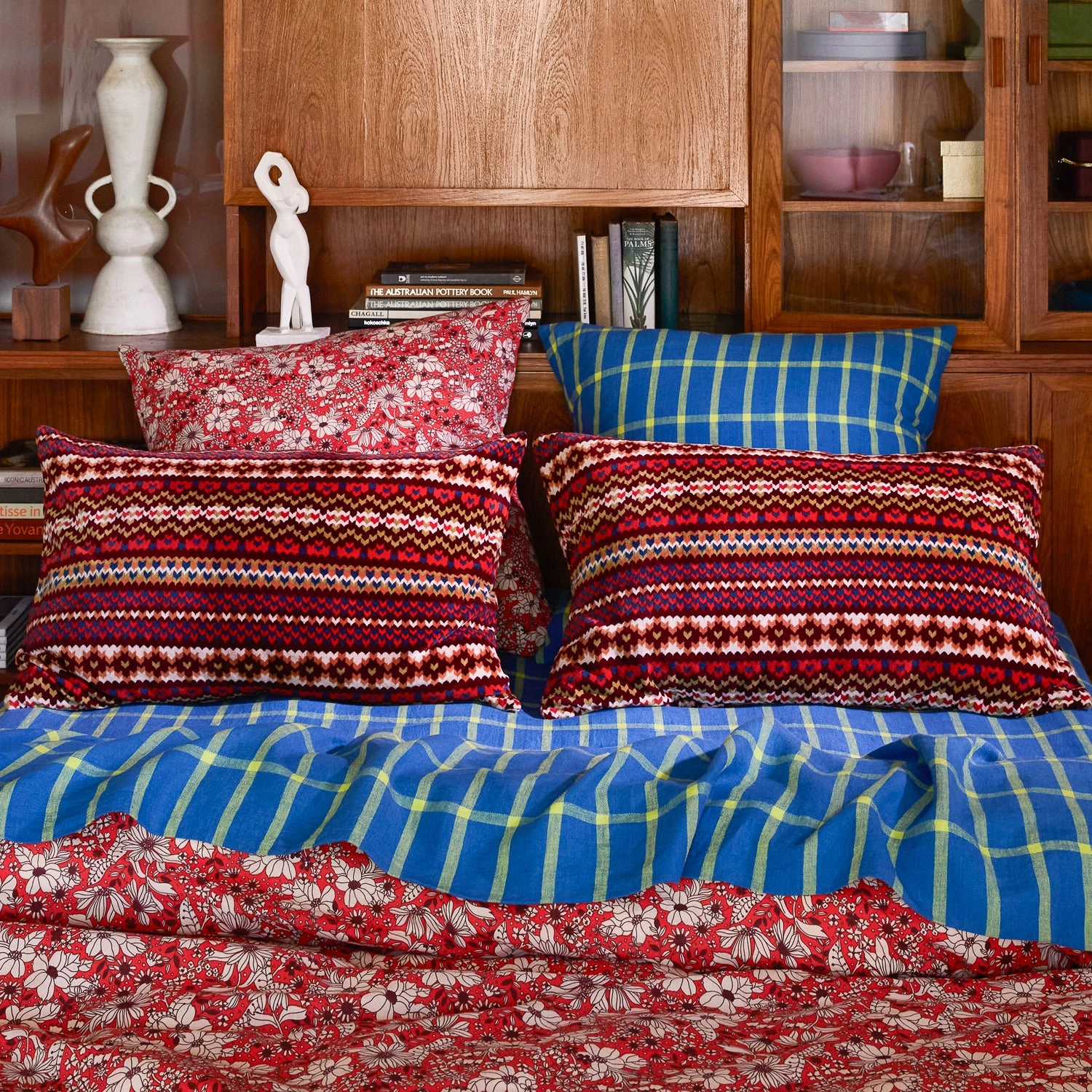 Arlette Velvet Printed Pillowcase - Mahogany