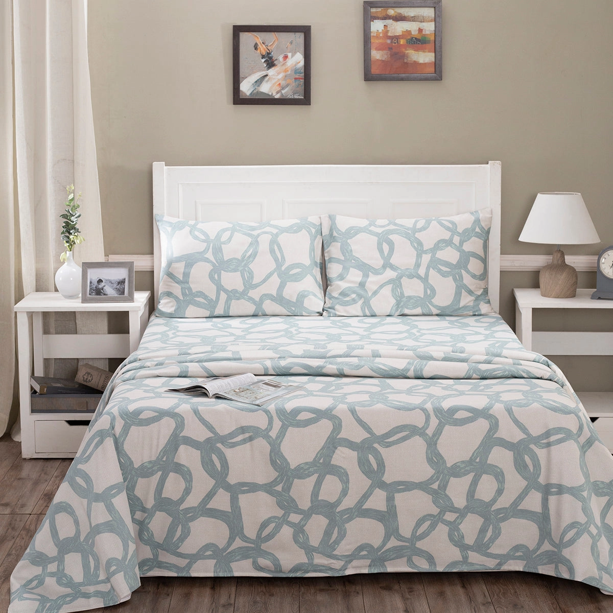 Art Nouveau Harriett Printed 100% Cotton Green Soft Bed Sheet