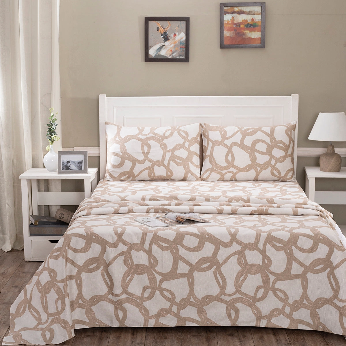 Art Nouveau Harriett Printed 100% Cotton Pink Soft Bed Sheet