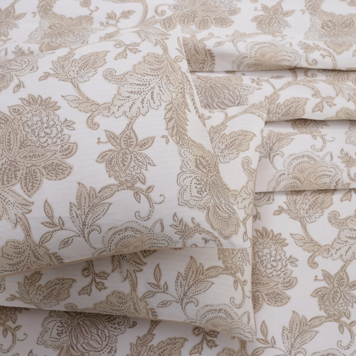 Art Nouveau Mabel Printed 100% Cotton Neutral Soft Bed Sheet
