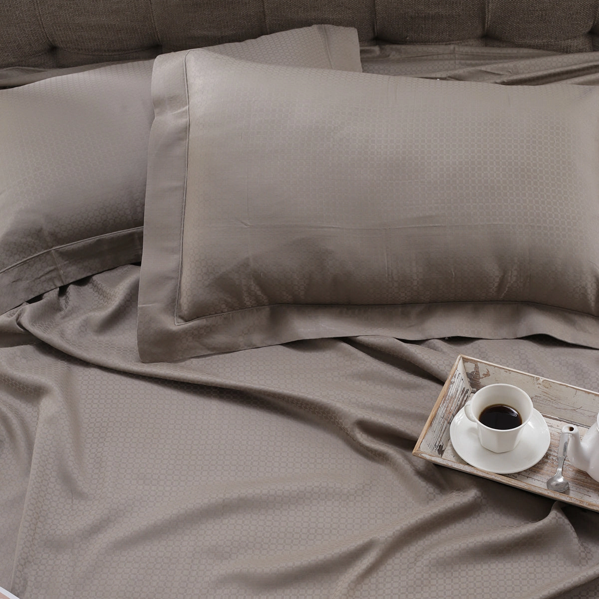 Astrid Self Jacquard 100% Cotton Bed Sheet With Pillow Covers