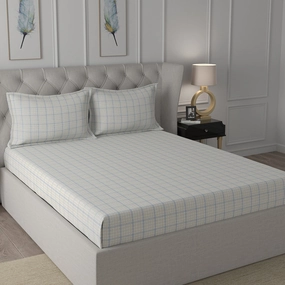 Backyard Patio Adrian Print Blue Bed Sheet with Pillow Case