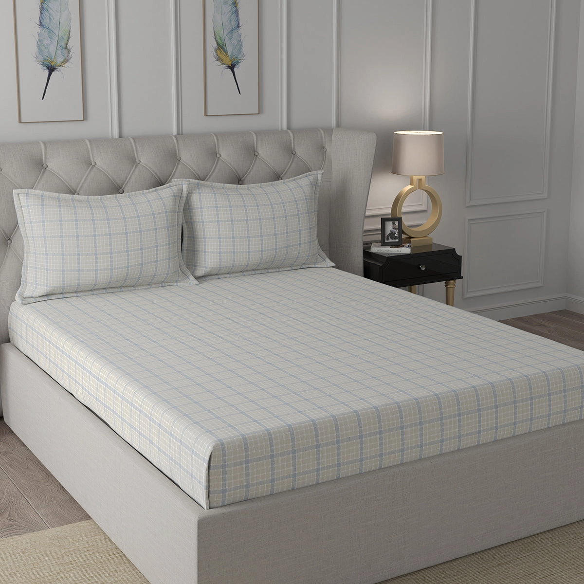 Backyard Patio Adrian Print Blue Bed Sheet with Pillow Case