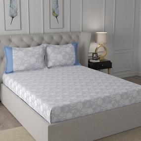 Backyard Patio Albrecht Printed 100%Cotton Blue Bed Sheet with Pillow Case