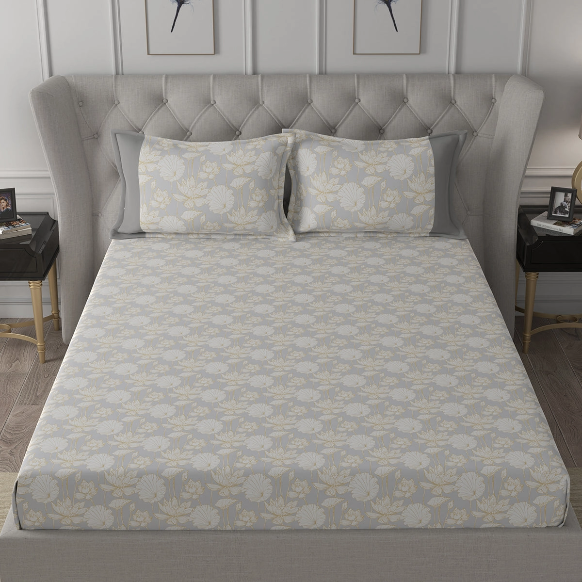 Backyard Patio Albrecht Printed 100%Cotton Yellow Bed Sheet with Pillow Case