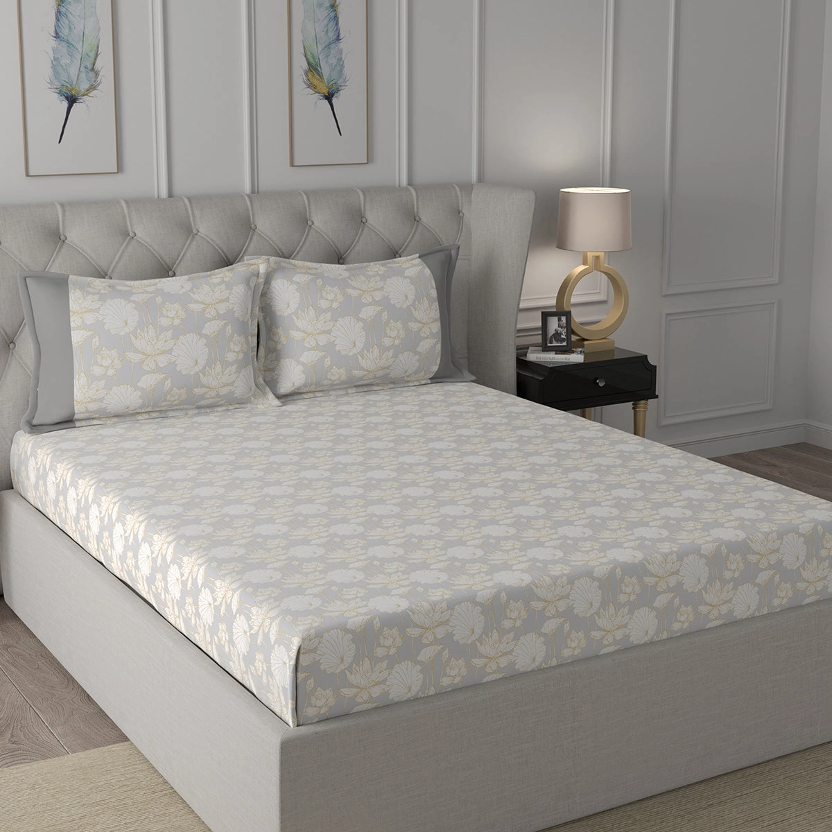 Backyard Patio Albrecht Printed 100%Cotton Yellow Bed Sheet with Pillow Case