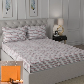 Backyard Patio Astra Printed 100%Cotton Red Bed Sheet with Pillow Case