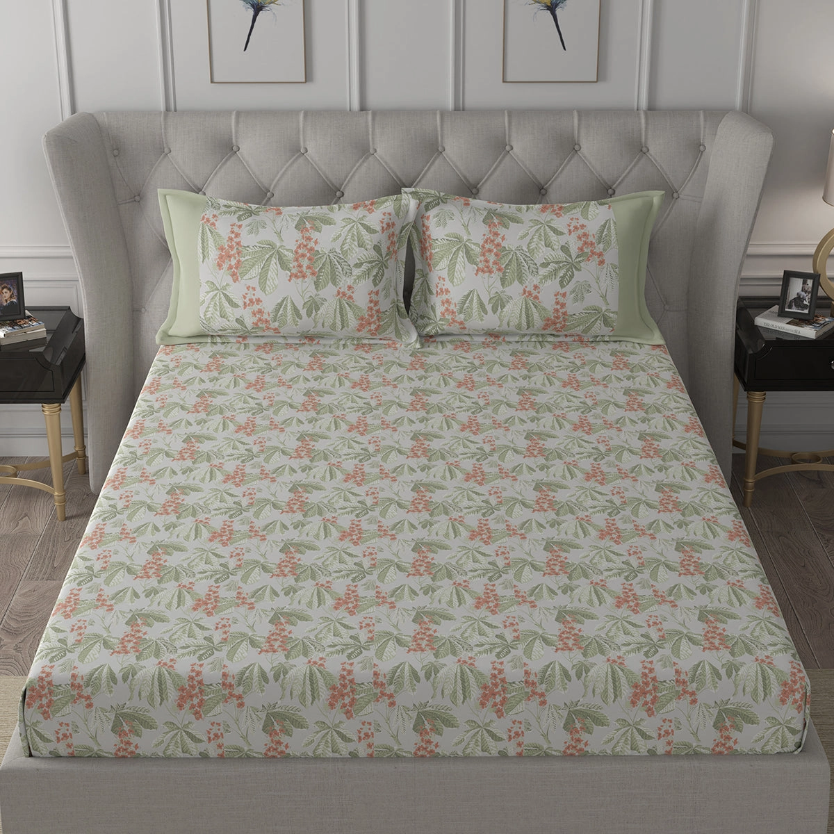 Backyard Patio Farmington Printed 100%Cotton Red Bed Sheet with Pillow Case