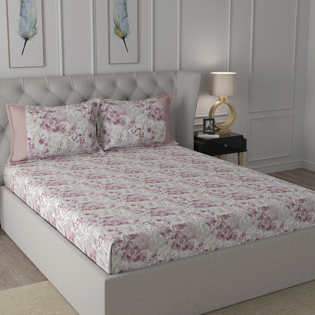 Backyard Patio Meridian Printed 100%Cotton Red Bed Sheet with Pillow Case