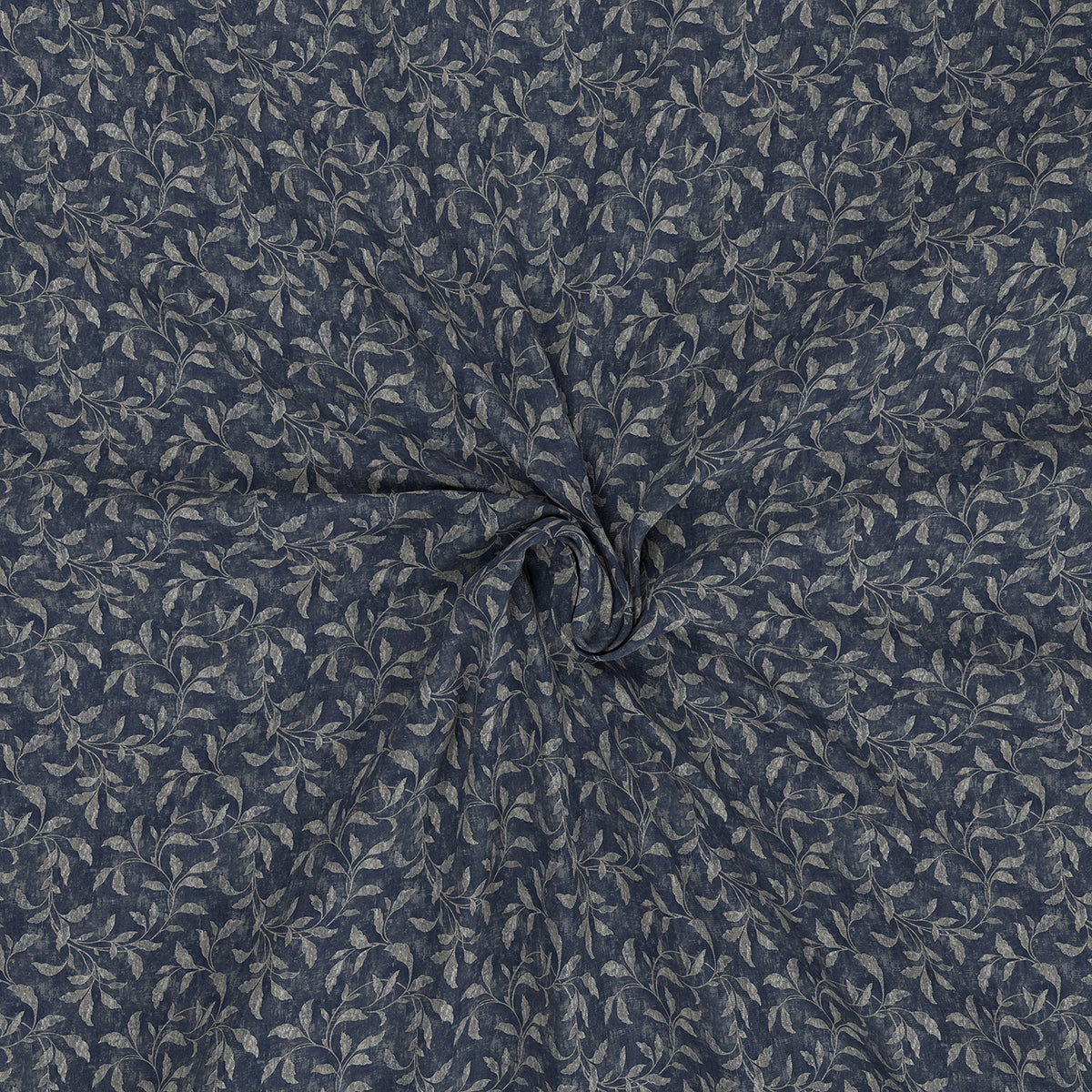 Backyard Patio Rustic Leaf Printed 100%Cotton Blue Bed Sheet with Pillow Covers