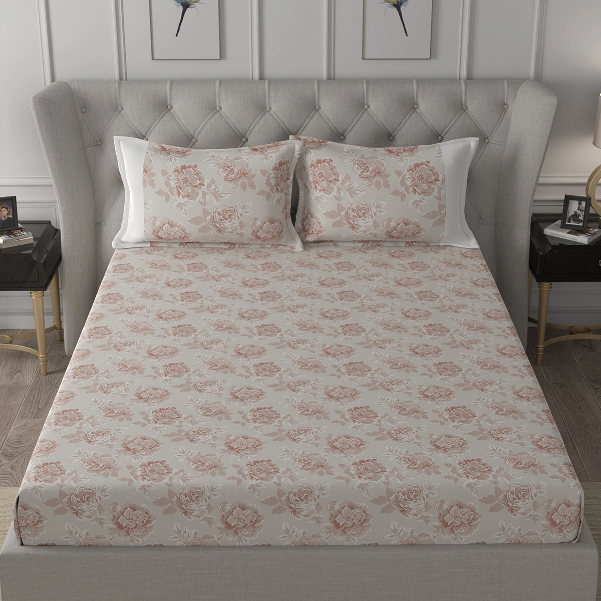 Backyard Patio Silvie Printed 100%Cotton Red Bed Sheet with Pillow Case