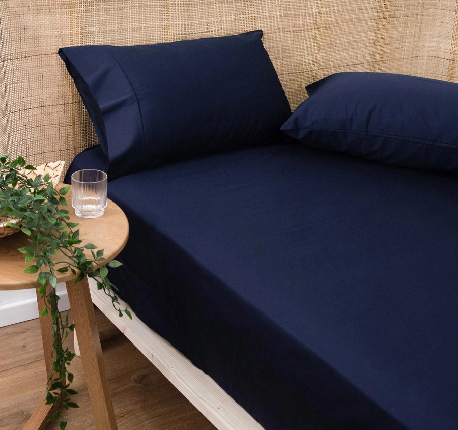 Bamboo Eco 400THC Cotton Mega Fitted Sheet Range Navy