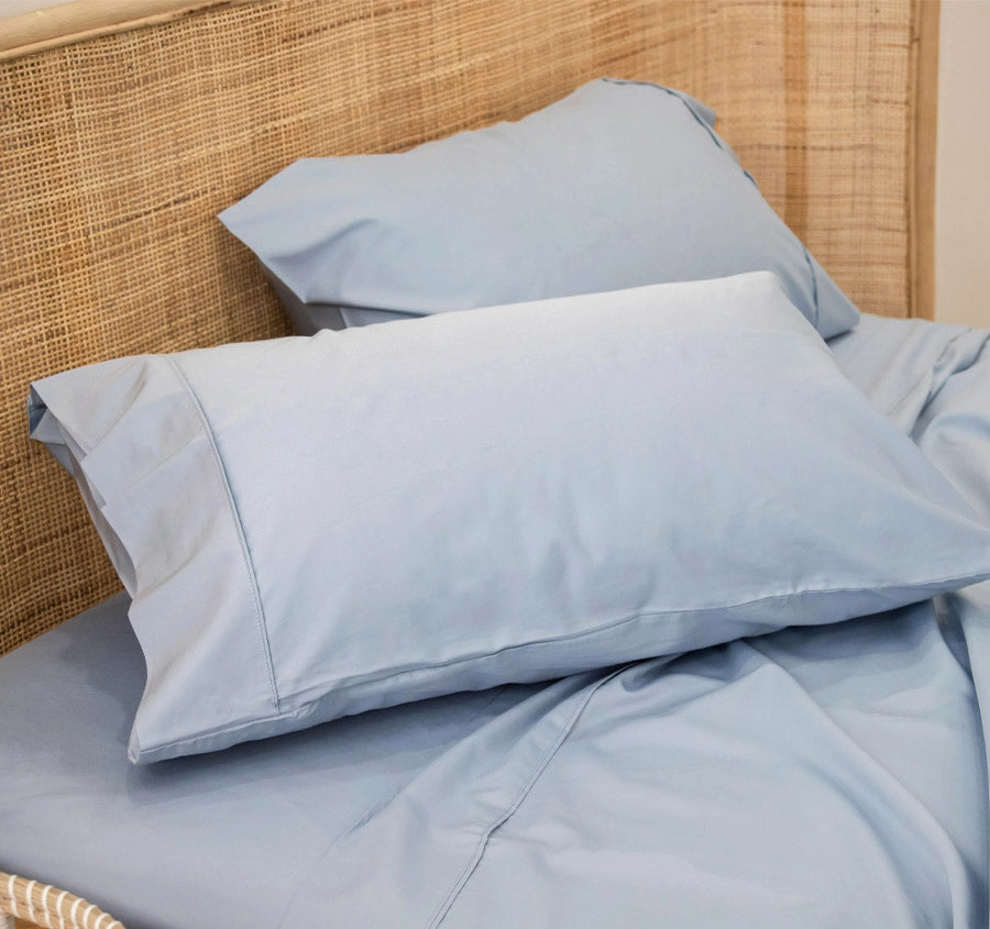 Bamboo Eco 400THC Cotton Standard Pillowcase Pair Sky Blue
