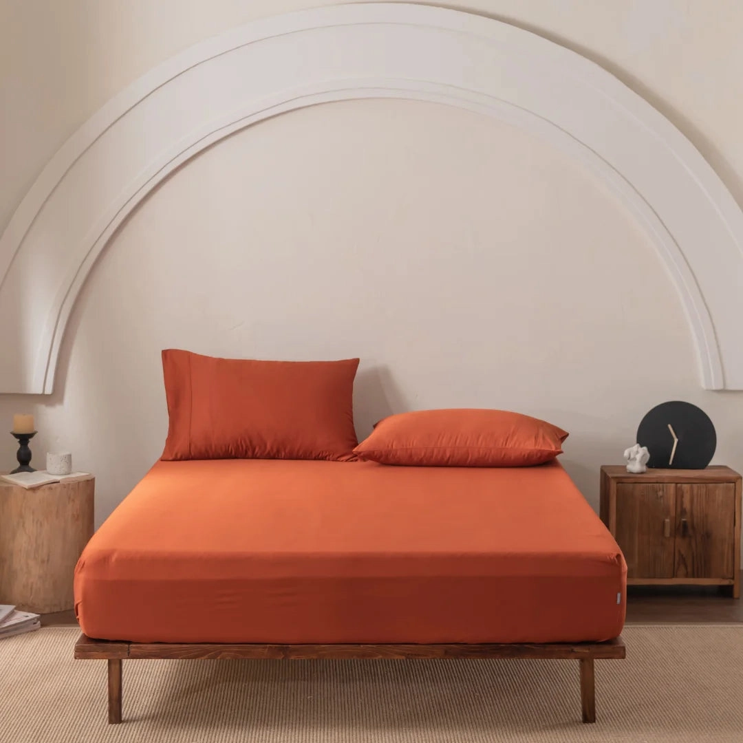 Bamboo Fitted Sheet - Copper Sunset
