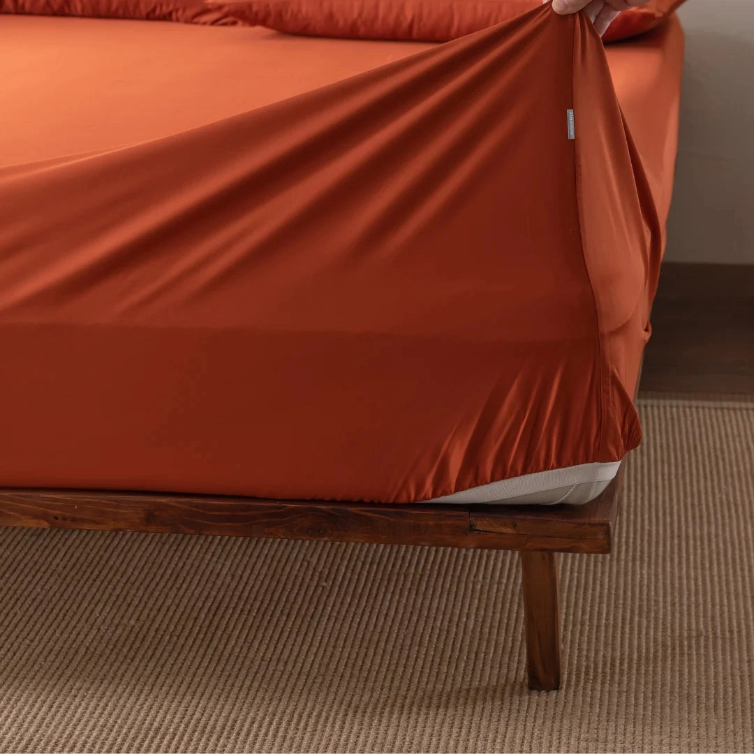 Bamboo Fitted Sheet - Copper Sunset