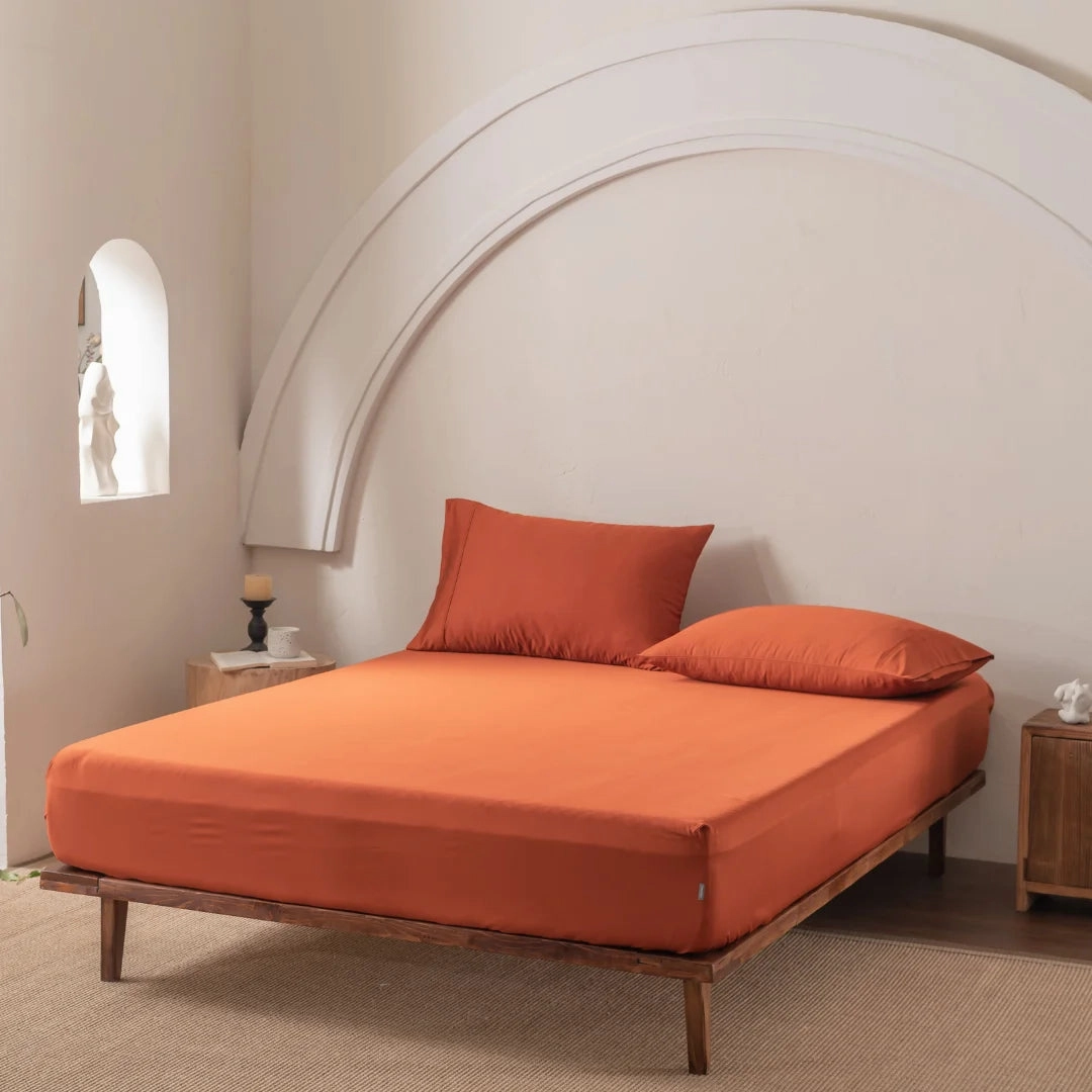 Bamboo Fitted Sheet - Copper Sunset