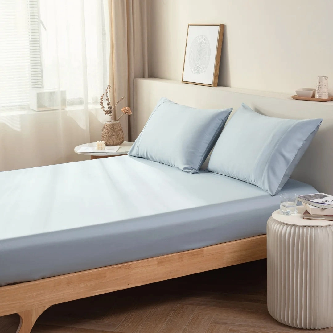 Bamboo Fitted Sheet - Pale Blue