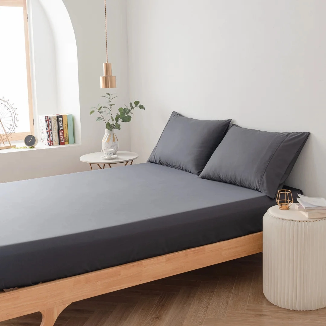 Bamboo Fitted Sheet Set - Charcoal