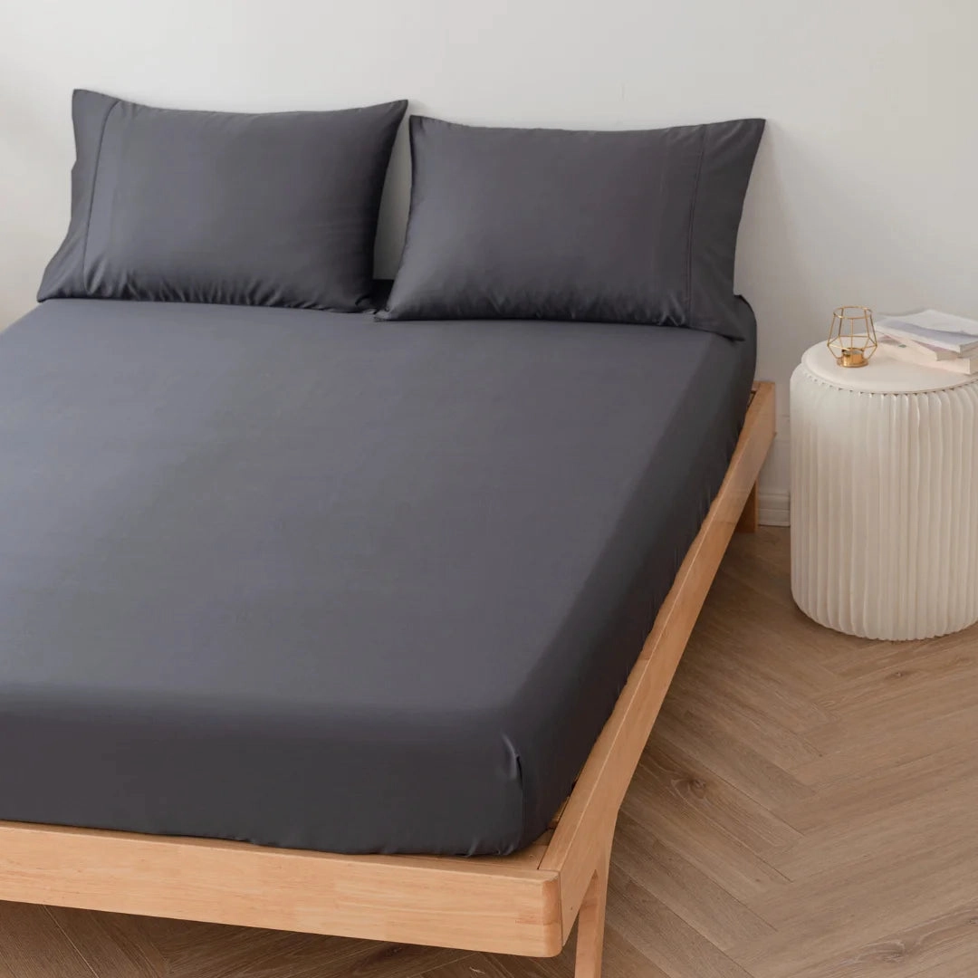Bamboo Fitted Sheet Set - Charcoal