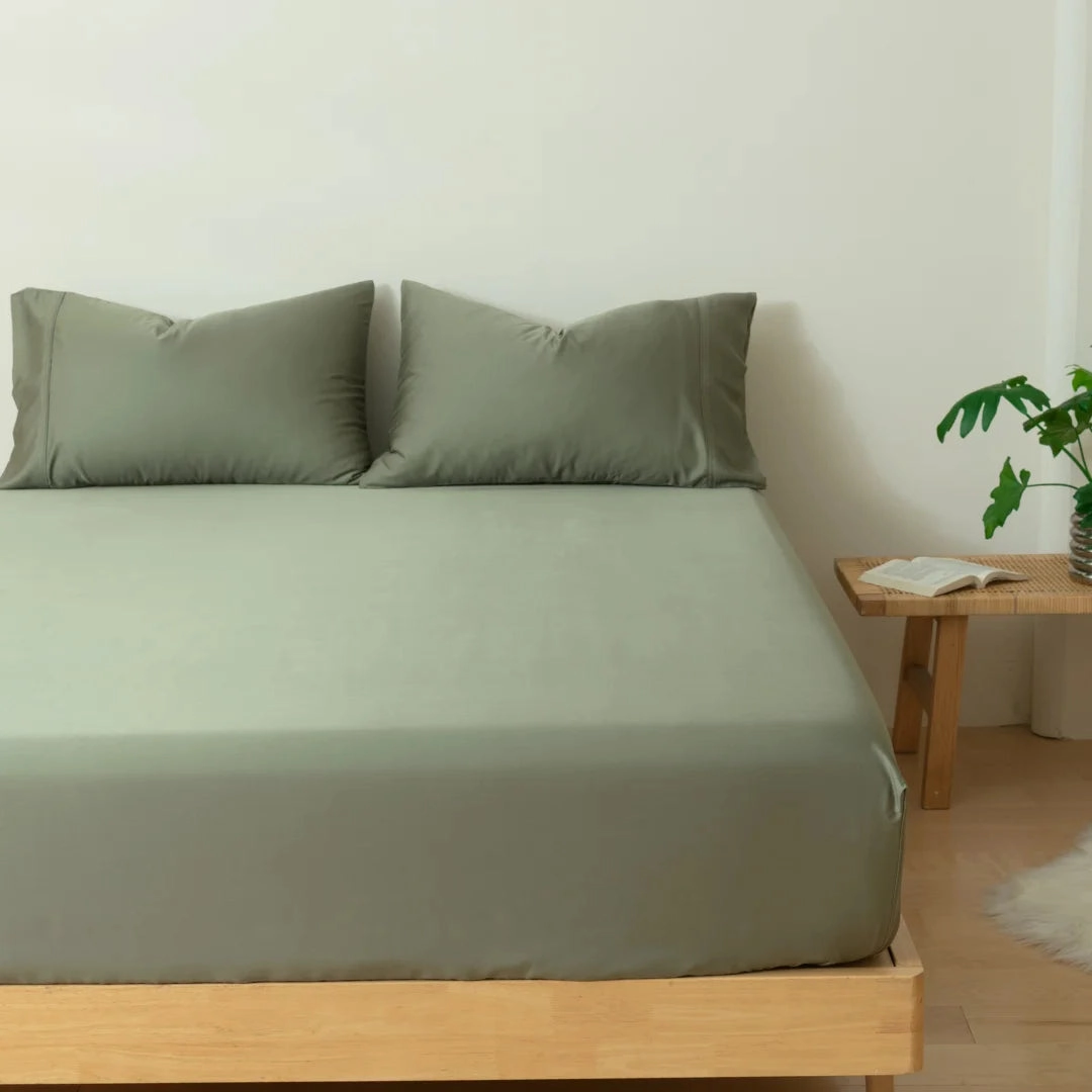 Bamboo Fitted Sheet Set - Moss