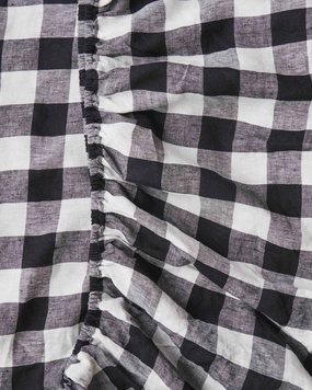Black & White Gingham Linen Fitted Sheet (US)