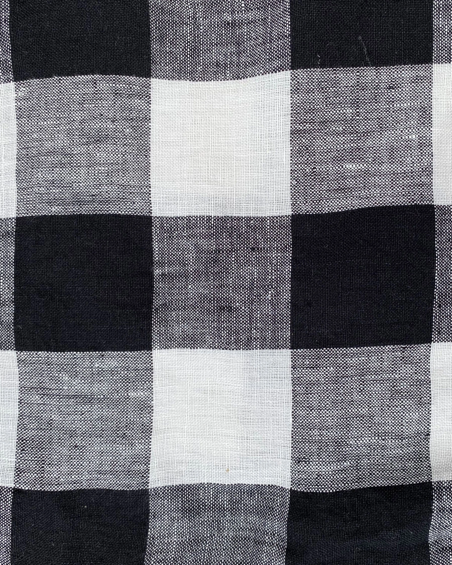 Black & White Gingham Linen Fitted Sheet (US)