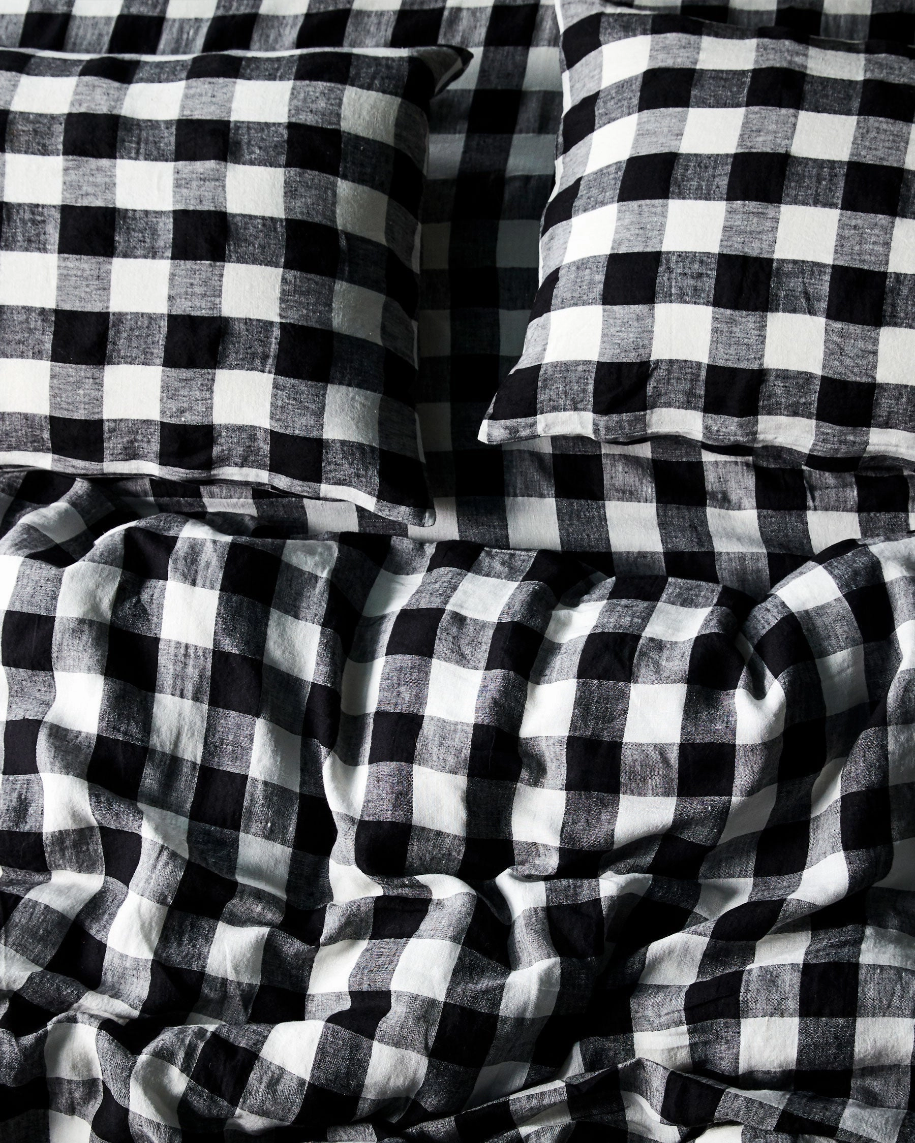 Black & White Gingham Linen Fitted Sheet (US)