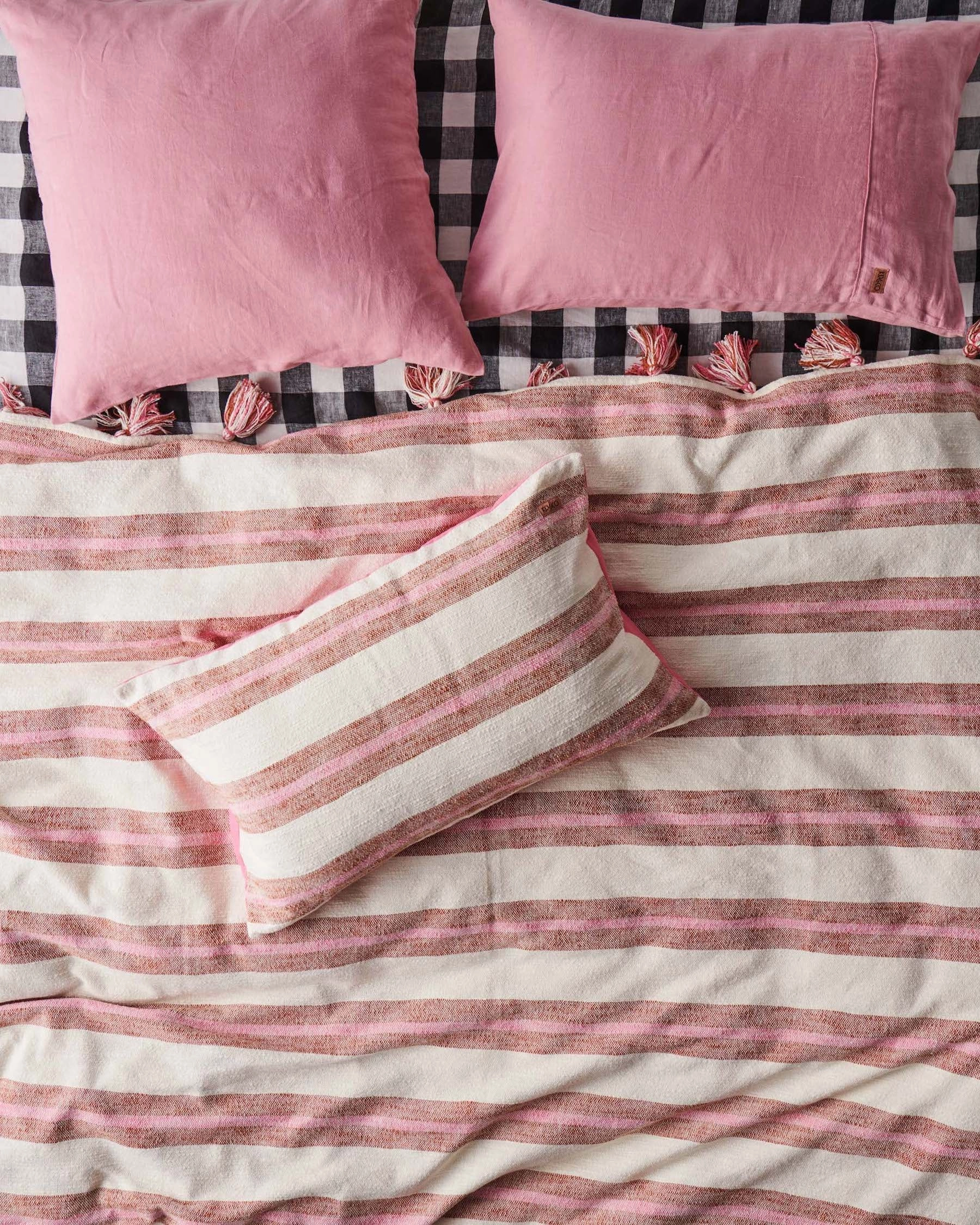 Black & White Gingham Linen Fitted Sheet (US)