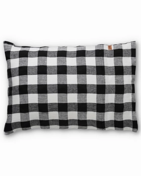 Black & White Gingham Linen Pillowcases