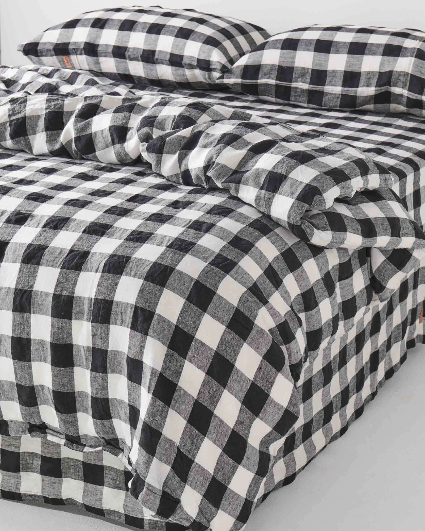 Black & White Gingham Linen Pillowcases