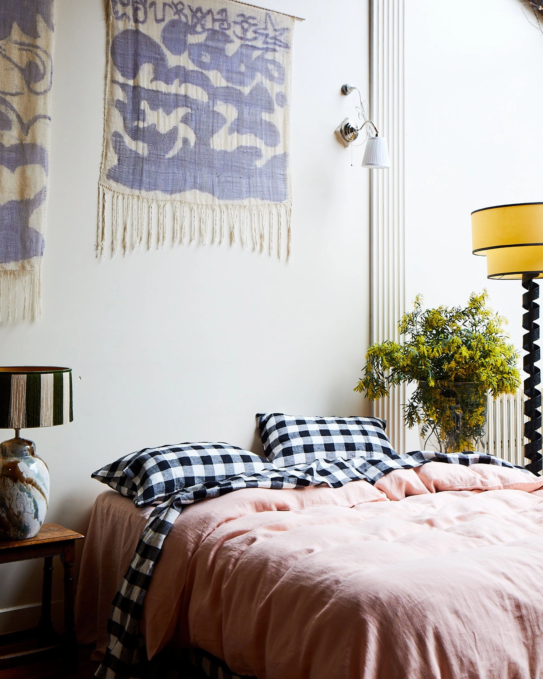 Black & White Gingham Linen Pillowcases